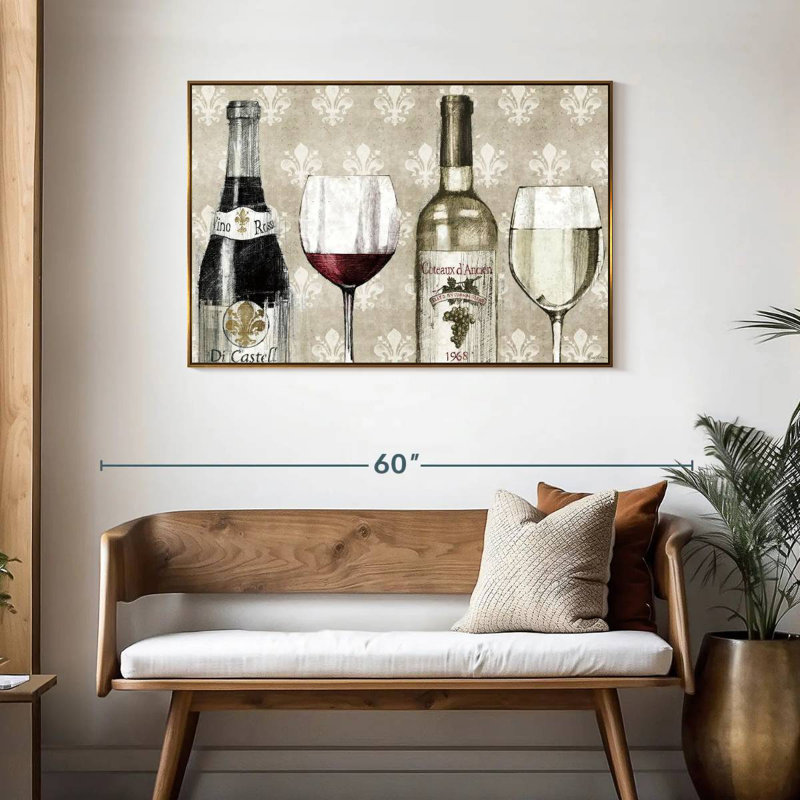 Crayon à vin III, Cadre flottant doré, 43 po x 29 po