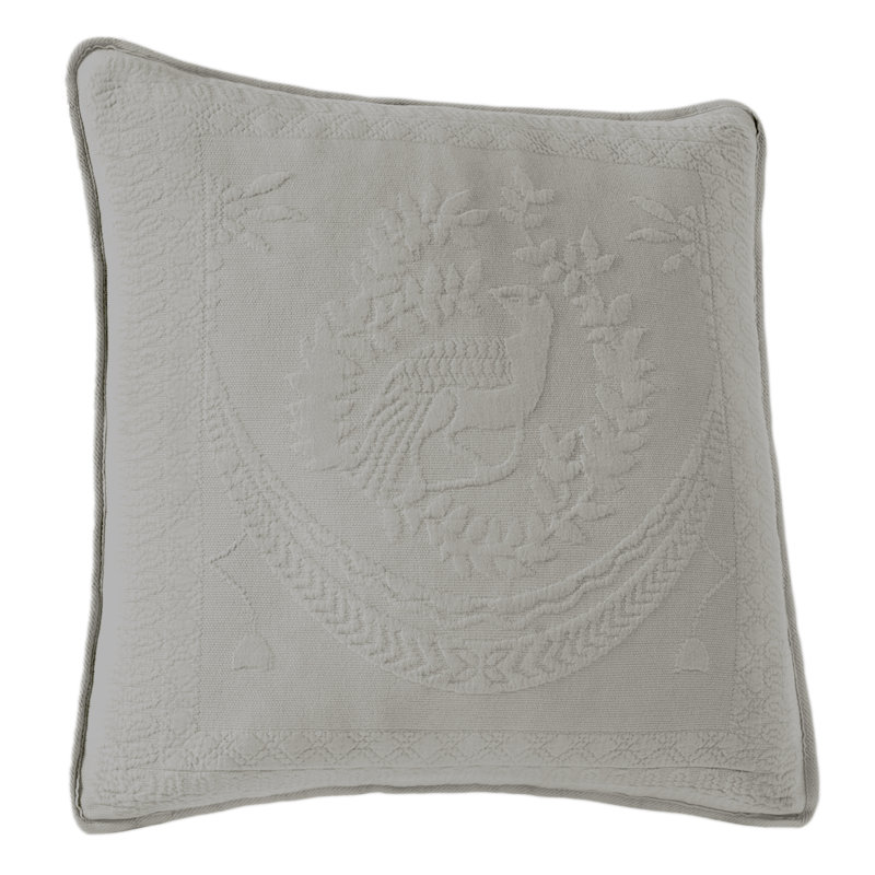 Matelasse Square Cotton Pillow Cover, Gray, 26"H x 26"W