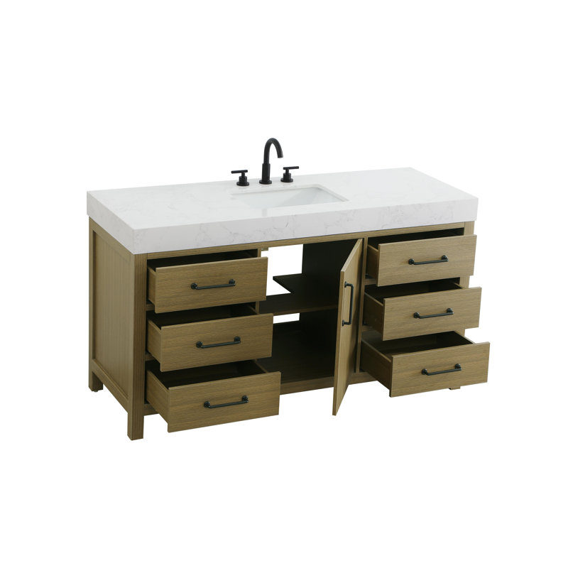 60 inch Single Bathroom Vanity_Traditional_VF60660, Chestnut Brown