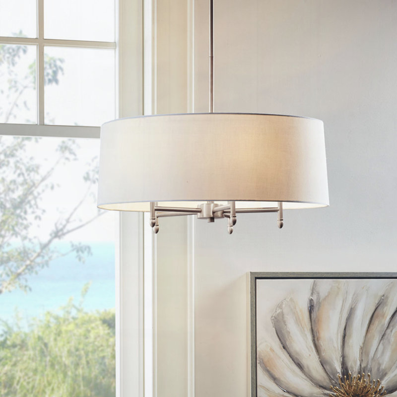 5-Light White Drum Shade Chandelier