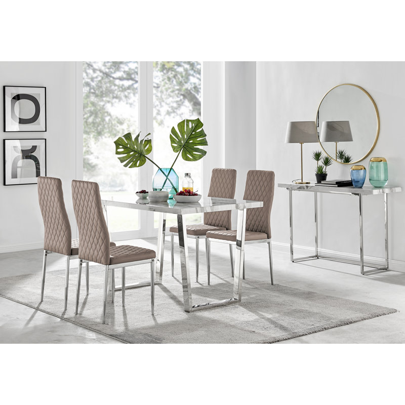 Ensemble repas pour quatre personnes, Cappuccino / Argent