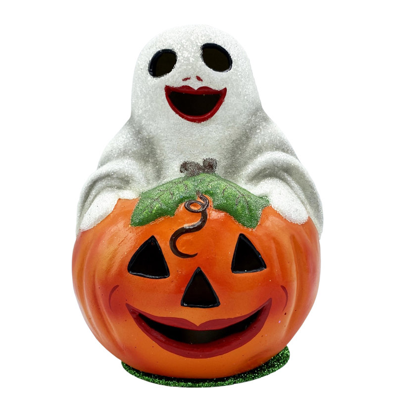 Boîte à bonbons en papier mâché Ghost on Pumpkin