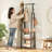 Freestanding 8 - Hook Coat Rack with Storage Shelves