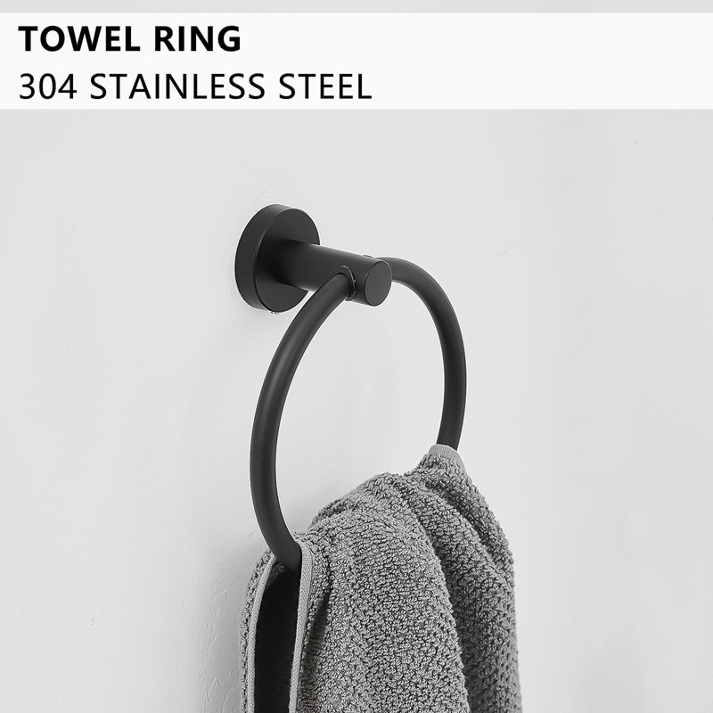 8-Pieces Black Bathroom Accessories Set, Stainless Steel Bathroom Hardware Set, Bath Towel Bar Set, Towel Racks For Bathroom Wall Mounted.
