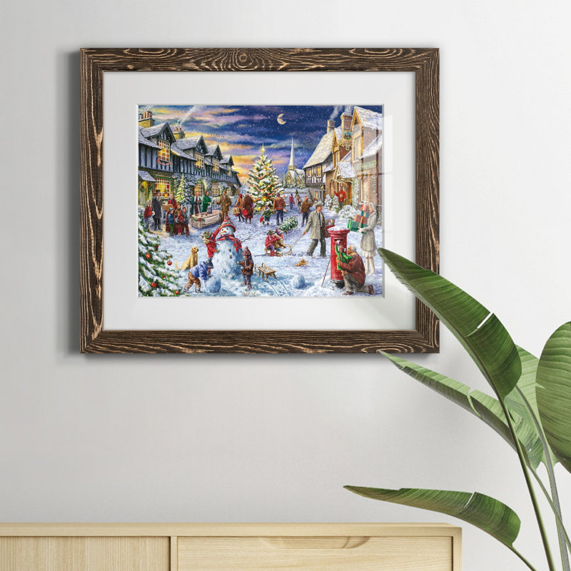 «Christmas Eve» par J Paul - reproduction d'art sur papier encadrée, H 20 po x l 17 po x P 1,5 po, Papier, cadre noyer