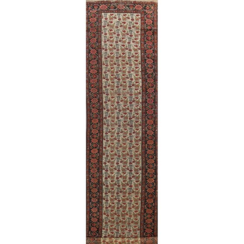 Tapis de couloir unique en laine noué à la main avant 1900 3 pi 3 po x 16 pi 2 po Bradlie