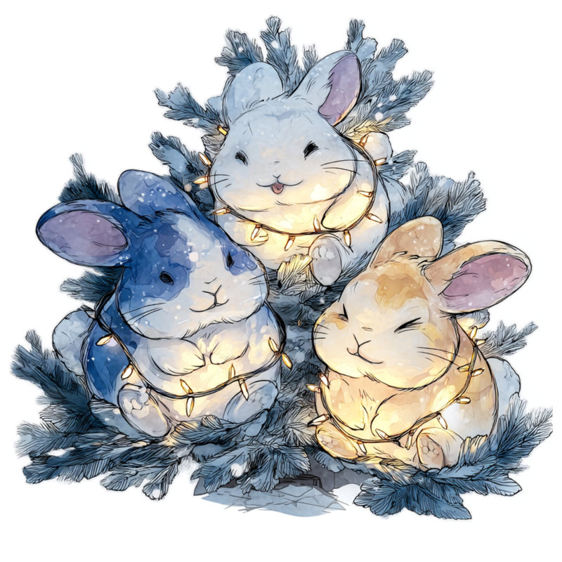 Three Cute Bunnies Double Sided Throw Pillows, 14 x 14 inches