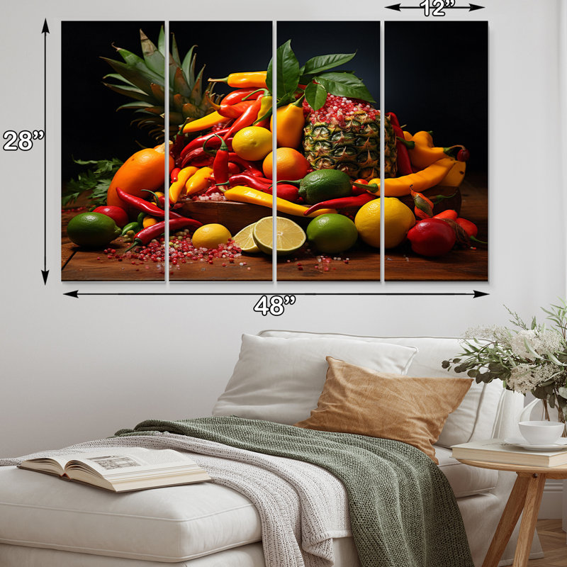 Ensemble de 4 décorations murales 4 fruits des Caraïbes
