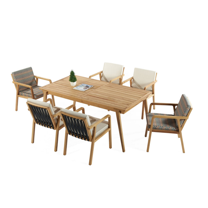 Ensemble de salle à manger pour 6 personnes en bois de châtaignier massif