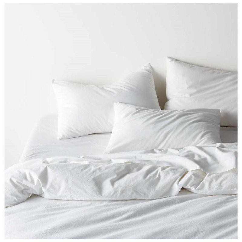 200TC Cotton Percale Solid Duvet Cover Set, White, Full Duvet Cover
