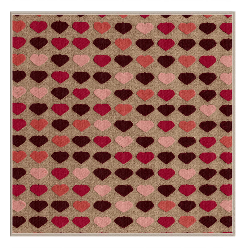 Washable Heart Motifs Farm Area Rug, Round 8'