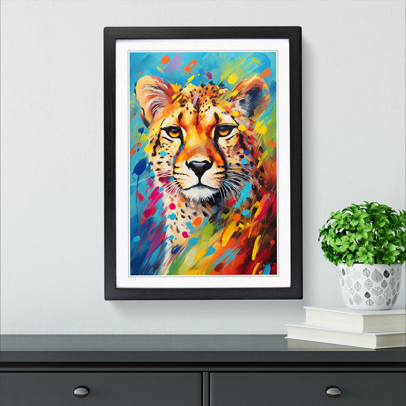 Cheetah Abstract No.2 - Single Picture Frame Print on Wood, 64cm H x 46cm W x 2cm D, Black Framed