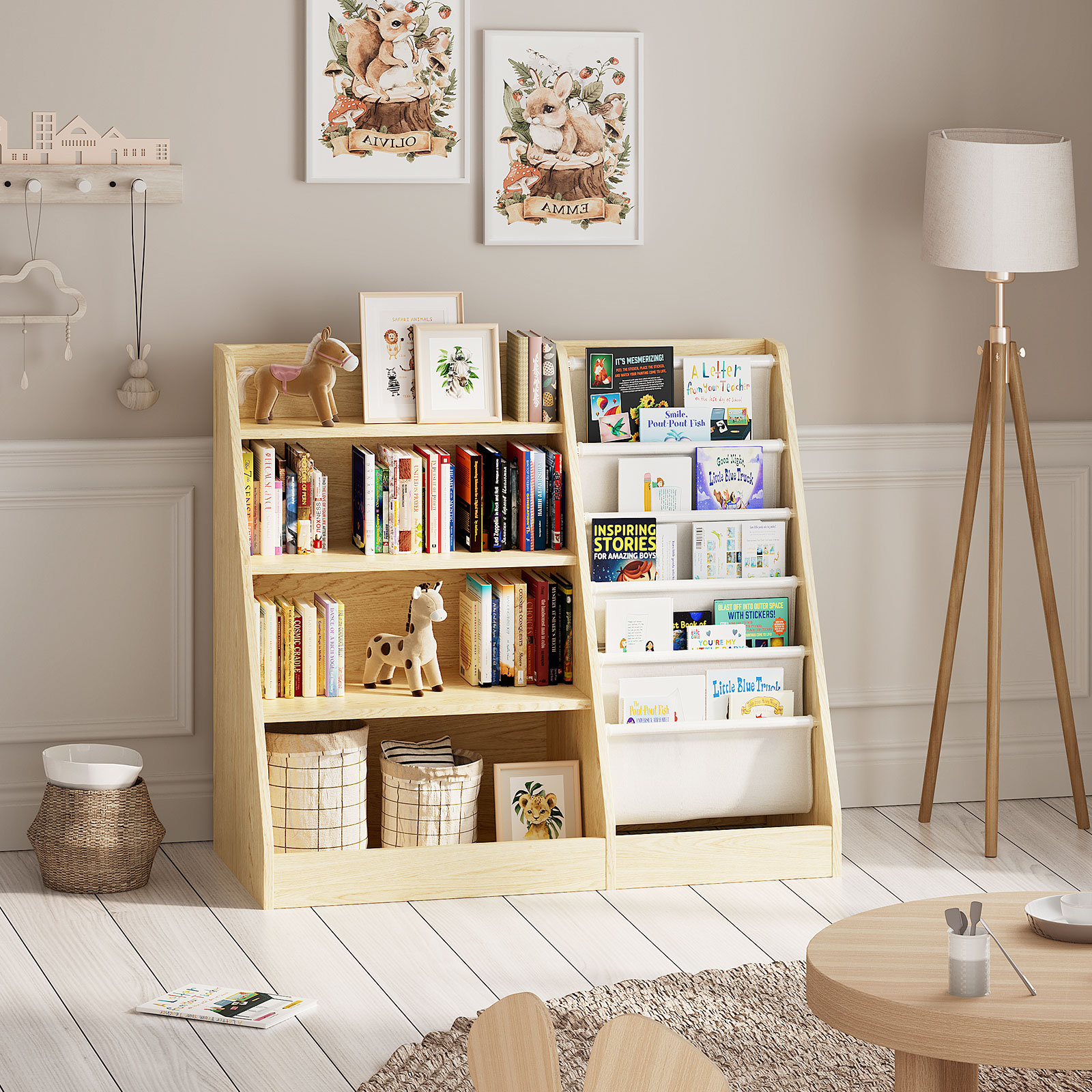 Maggiorina 31.5 H x 35.4 W Standard Bookcases, Storage Book Rack, Organizer Cabinet, Book Display Latitude Run Color: Oak/White