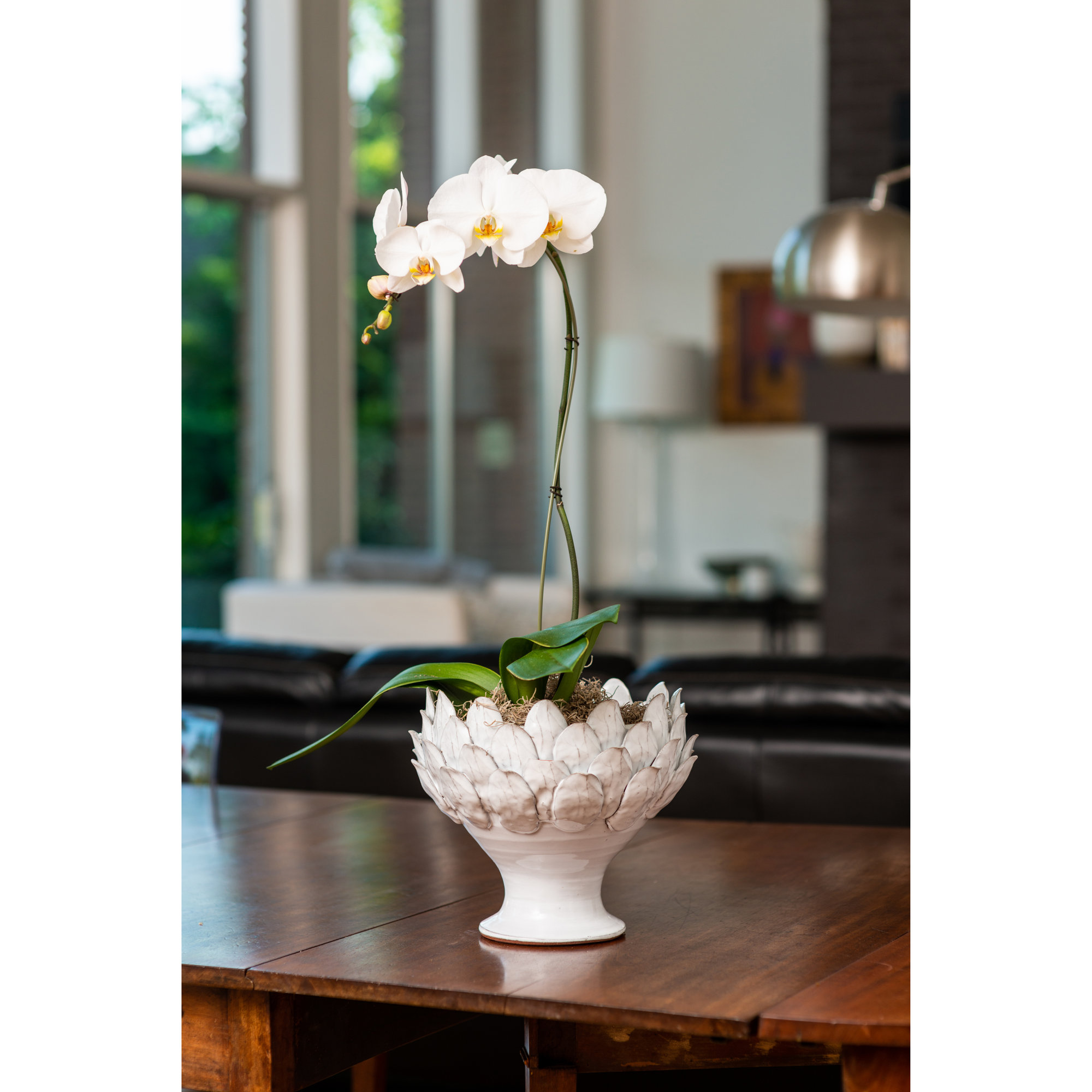 Gathered Garden Ceramic Statue Planter, White, 10" H x 12" W x 12" D