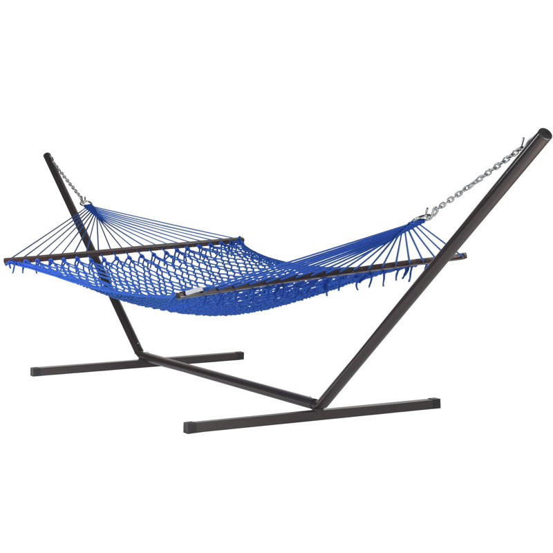 Hamac double avec support Blanco, Bleu foncé