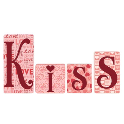 Valentine “kiss” Wooden Block Sign