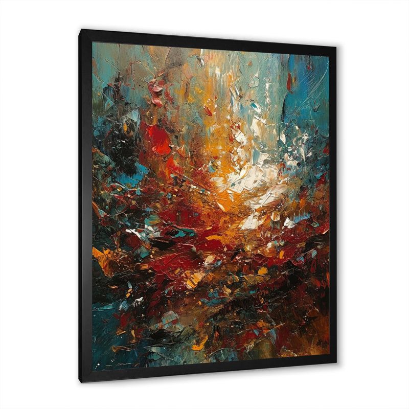 Automne, bonheur, après-midi, abstrait, orange rouge, reproduction sur toile, Cadre simple noir, H 20 po x l 12 po x P 1 po