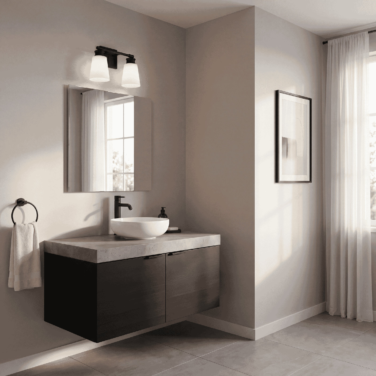 Earnest 2-Light Dimmable Vanity Light, Brushed Nickel