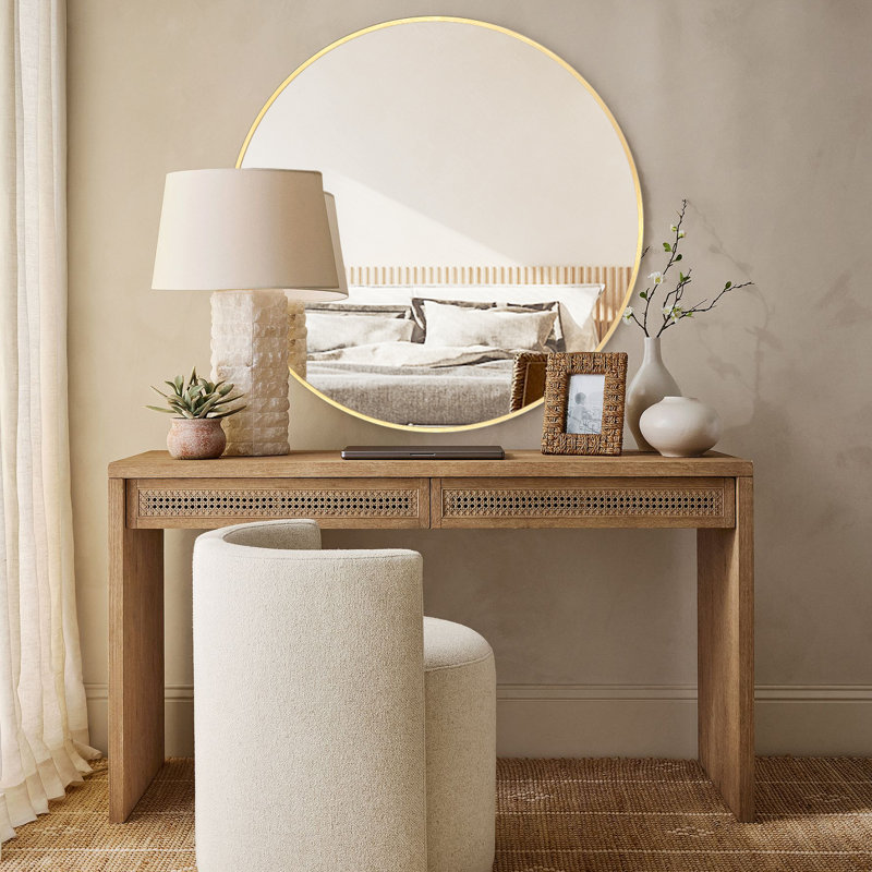 Round Mirror, Brushed Aluminum Alloy Frame Wall Mounted Circle Mirror, Vanity Mirror For Bathroom Over Sink, Living Room, Bedroom, Entryway, Hallway