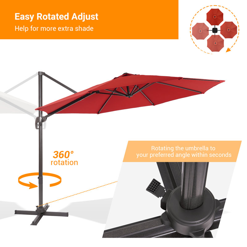 Parasol en porte-à-faux 132 po Rocelyn, Rouge rouille