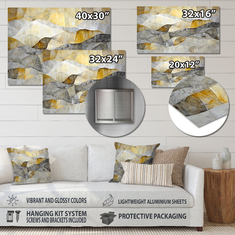 Perspective Marble Shift - Abstract Metal Wall Art Decor, Marble Wall Decor Metal Print, 12" H x 20" W x 0.84" D