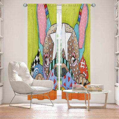 Lined Window Curtains 2-panel Set for Window Size 40" x 82" by Marley Ungaro - Sad French Bulldog