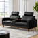 Plina 89"Wide Mid-Century Modern Genuine Leather Sofa with Multifunctional Storage Box