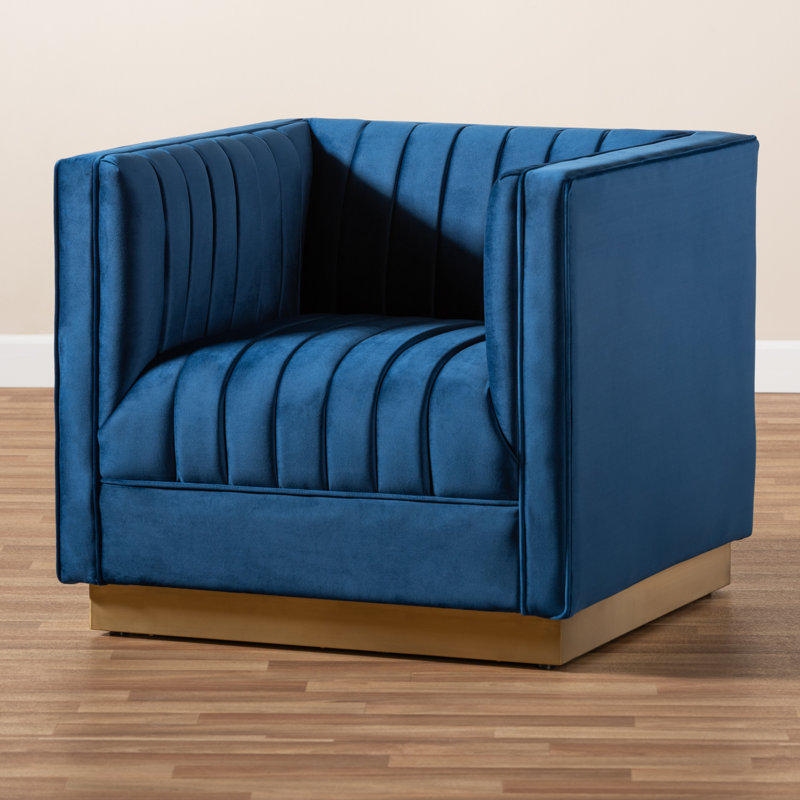 Velvet Armchair, Navy Blue