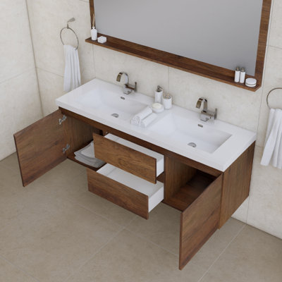 Ensemble de meuble-lavabo double mural 60 po Arjina