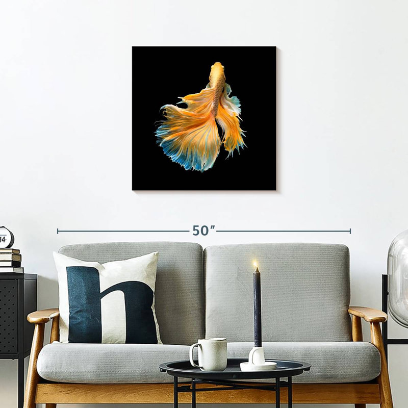 Brami poisson de chasse jaune grandiose, H 24 po x l 24 po