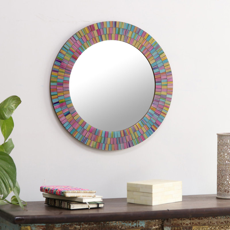 Miroir mural glam en mosaïque d’artisans en arc de ciel Fieldbrook