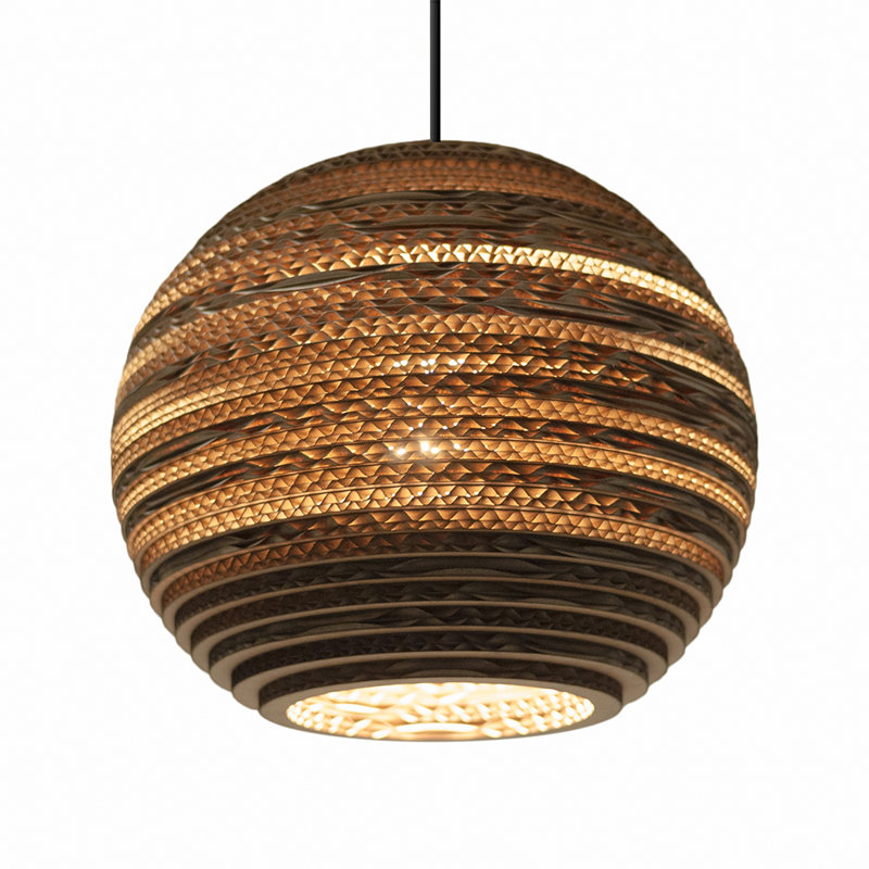 Scraplights Moon 10 Pendant Natural, 8.5" H x 10" W x 10" D, Brown