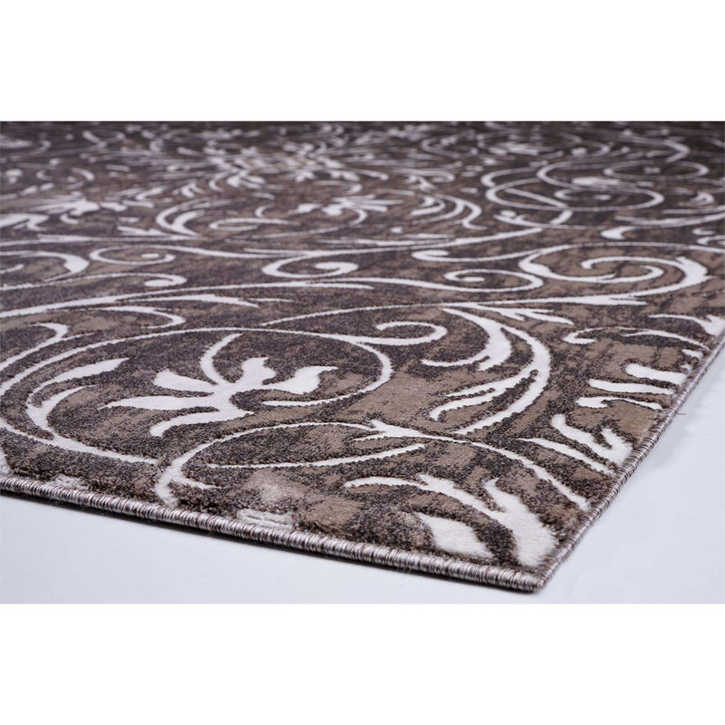 Tapis à motif floral brun Sanroman, Rectangle 5 pi 3 po x 7 pi 7 po