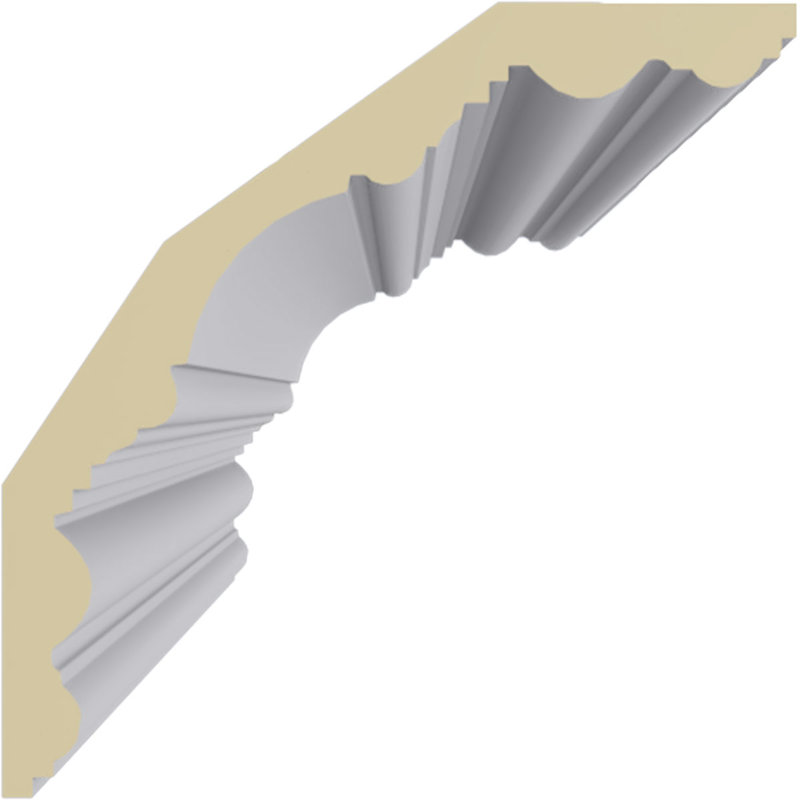 Primed White Polyurethane Geometric Crown Moulding Sample