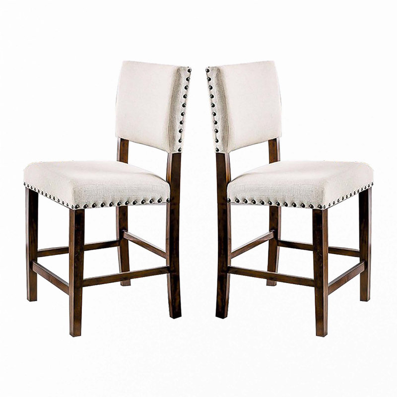 Ensemble de 2 chaises de salle à manger rembourrées en lin avec garniture cloutée