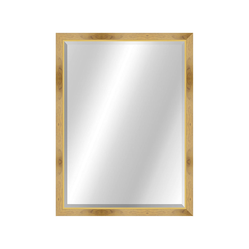 Metropolis II Rectangle Wall Mirror, 31.75" x 25.75", Natural/Gold