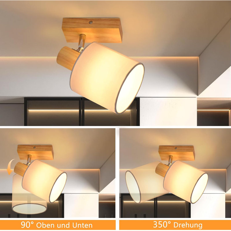 Ceiling light ceiling lamp hallway - ceiling spotlight modern wooden ceiling spot wall spotlight swiveling 350° E14 MAX.40W lamp for living room bedroom kitchen (without bulb)