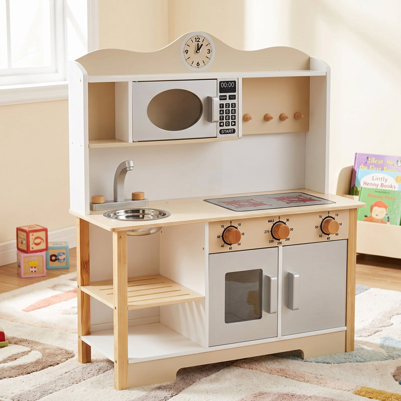 Large Preschool Kitchen Playset For Kids, Pretend Play Kitchen, Retro Style Toy Kitchen, Large Play Kitchen, Realistic Toddler Kitchen Set