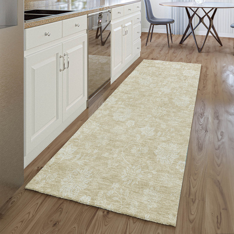 Premium Machine Washable Prisco Beige Rug, Runner 2'3" x 7'6"