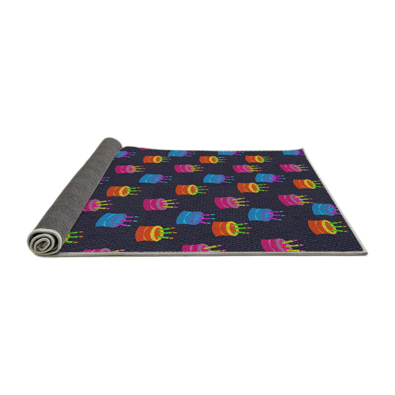 Bleu Cynthia/rouge/noir Tapis décoratif, Rond 6 pi