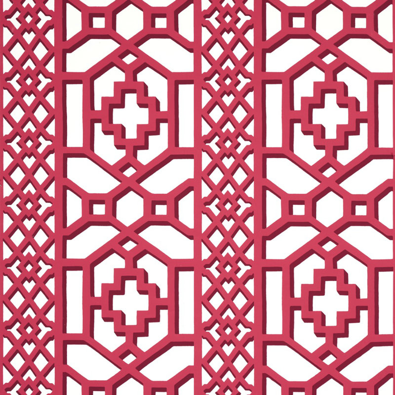 Zanzibar Trellis Wallpaper, Laquer Red
