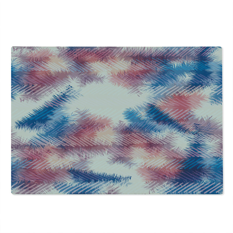 Ambesonne Psychedelic Cutting Board Large Size Boho Dye Feathers Pink Blue