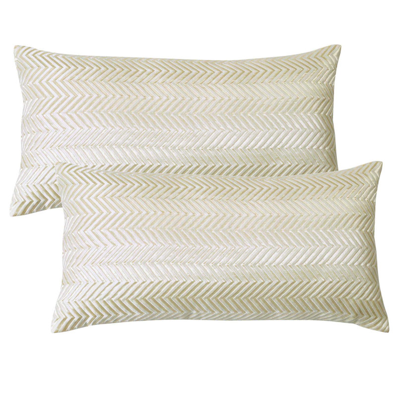 Chevron Rectangular Lumbar Cushion Cover, Antique White