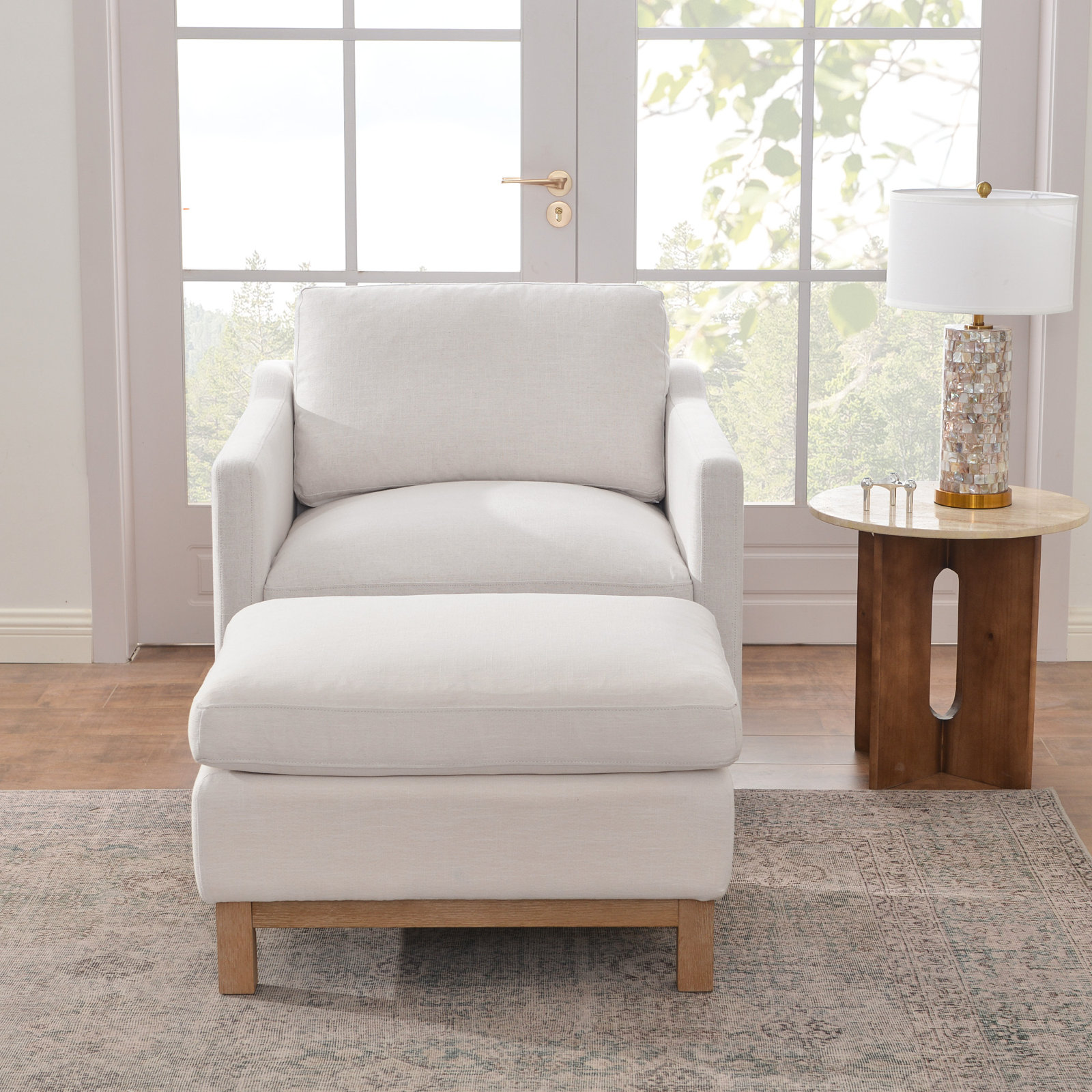 Down Filled Armchair with Ottoman, Cloud