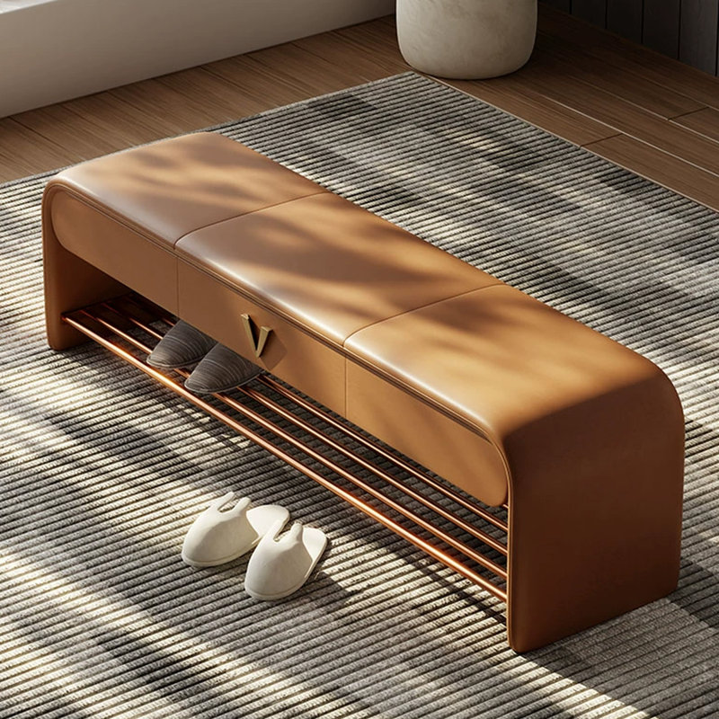 Banc de rangement rembourré pour chaussures, Orange