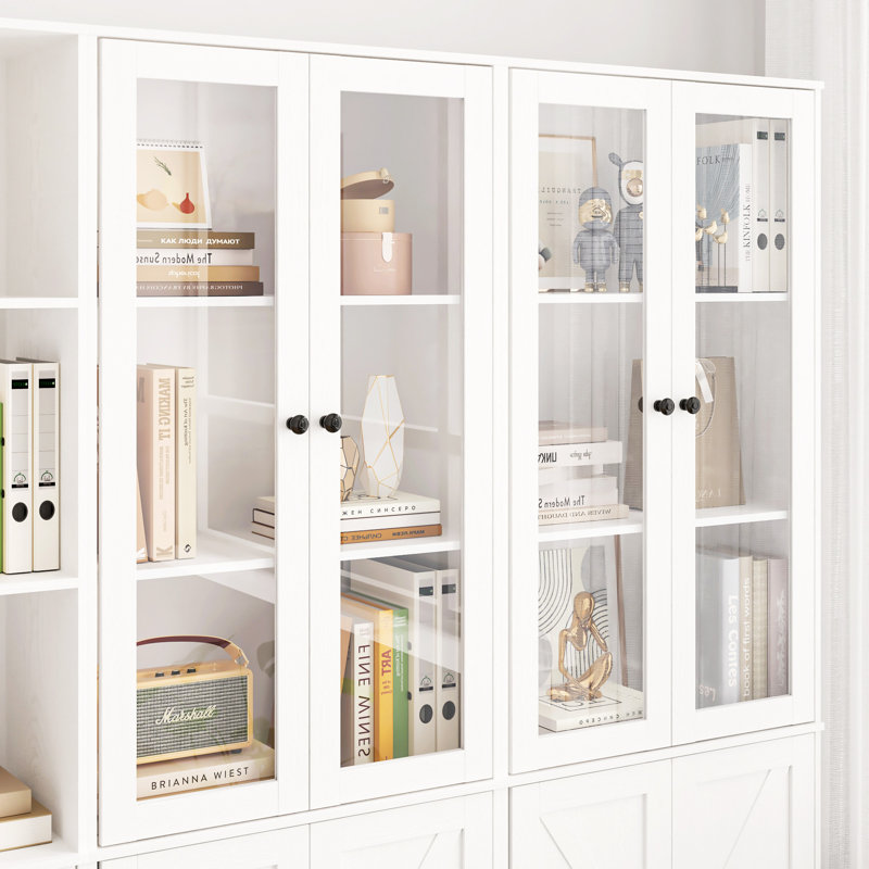 70.9'' H Book Cabinet Storage Bookcase Set, White