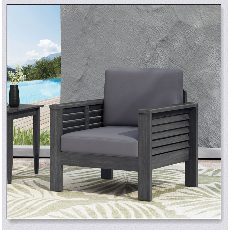 Fauteuils club d'extérieur en bois d'acacia durable avec coussins confortables, parfaits pour la détente et l'esthétique