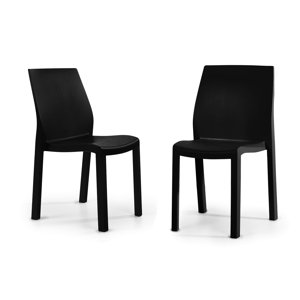 Modern Stacking Patio Dining Side Chair Indoor/Outdoor (Set Of 2) Orange