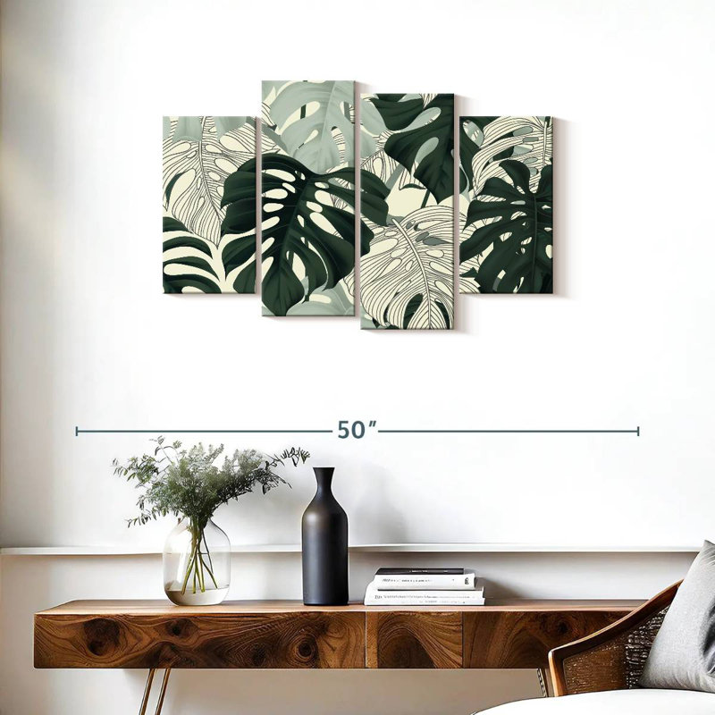 Harnek Jungle Monstera Leaves, 22" H x 36" W