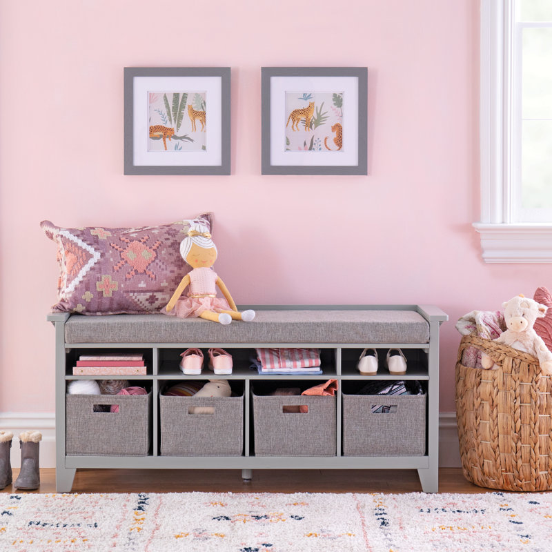 Banc de rangement avec tablettes Martha Stewart, gris